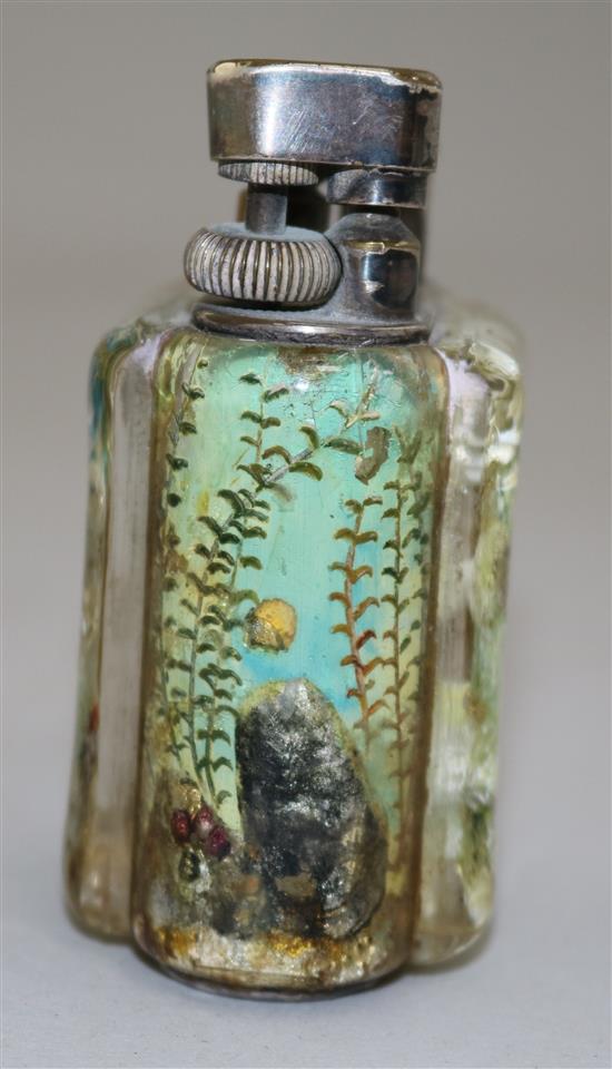 A Dunhill aquarium table lighter, H.3in.